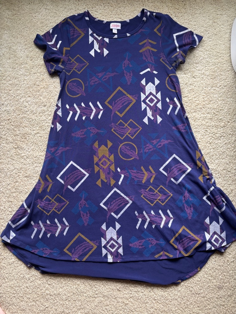 LuLaRoe Purple Geometric High-Low Dress